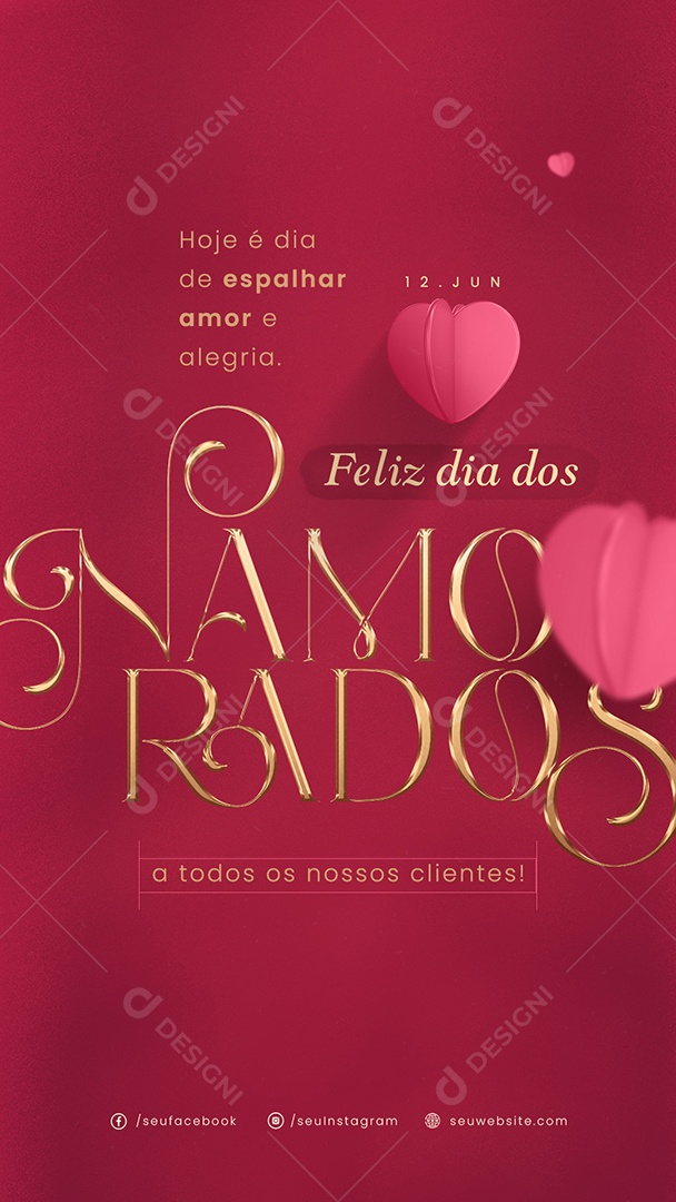 Story Feliz Dia dos Namorados 12 de Junho Espalhar Amor e Alegria Social Media PSD Editável