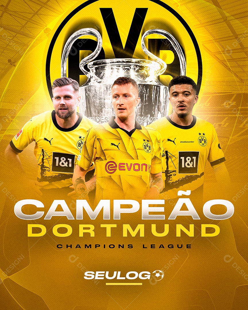Dortmund Campeão Champions League Feed Social Media PSD Editável