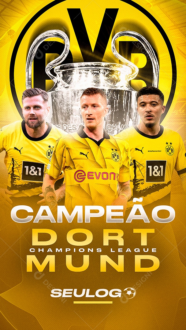 Dortmund Campeão Champions League Story Social Media PSD Editável