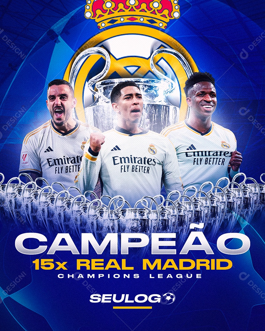 Real Madrid Campeão Champions League Feed Social Media PSD Editável