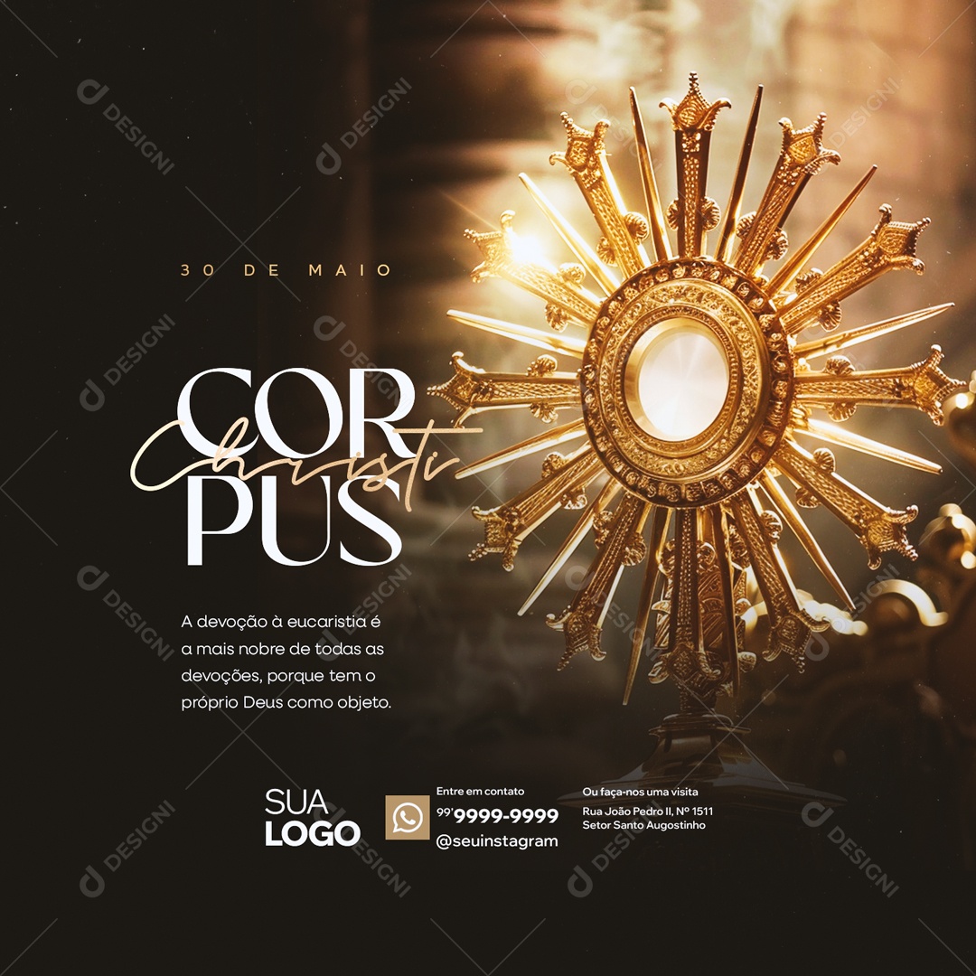 Corpus Christi 30 de Maio a Devoção a Eucaristia Social Media PSD Editável