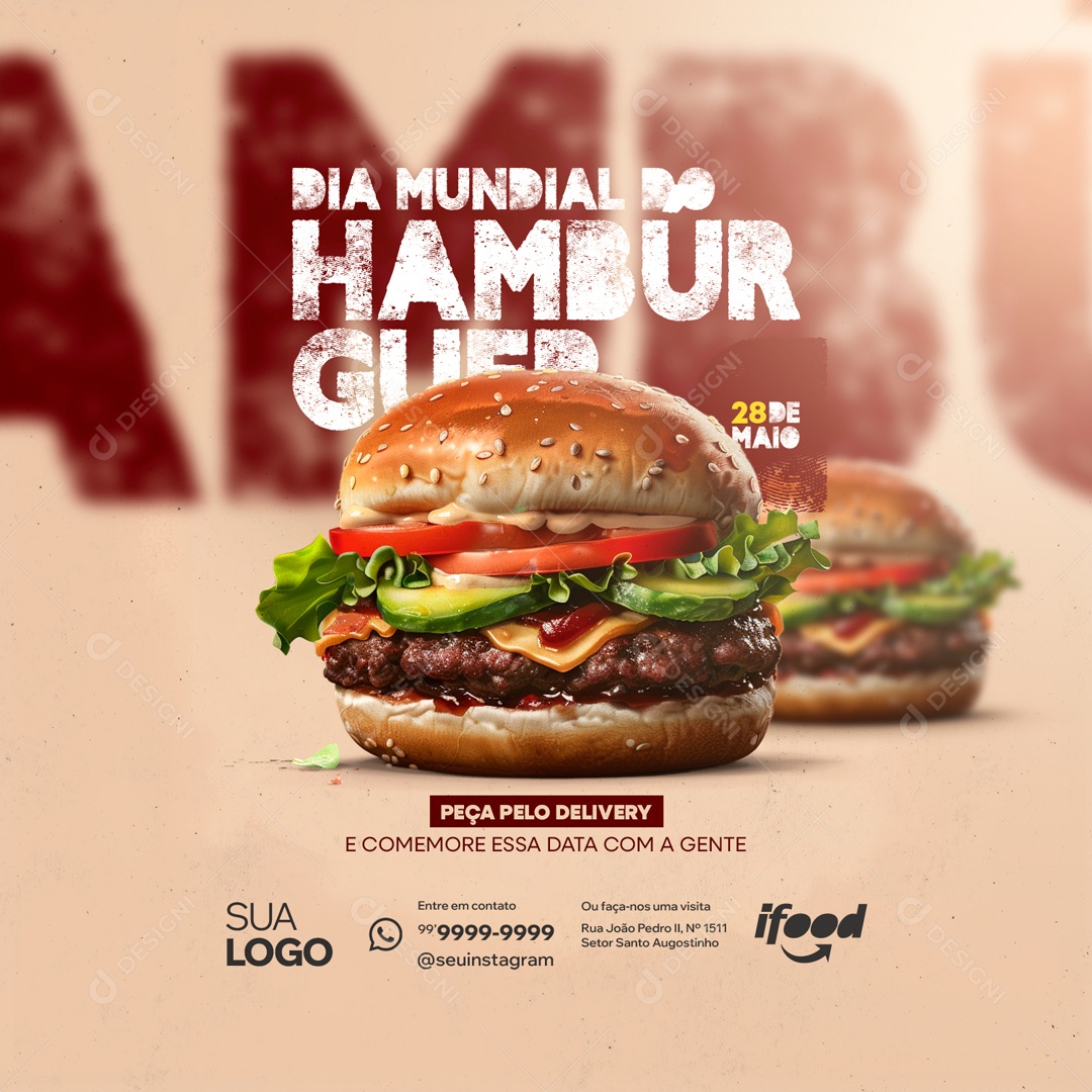 Dia Mundial do Hambúrguer 28 de Maio Social Media PSD Editável