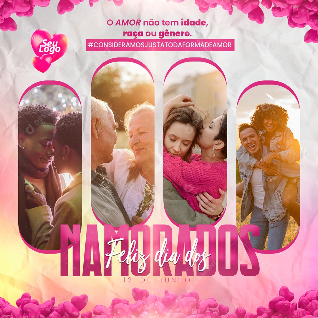 Feliz Dia dos Namorados 12 de Junho Social Media PSD Editável
