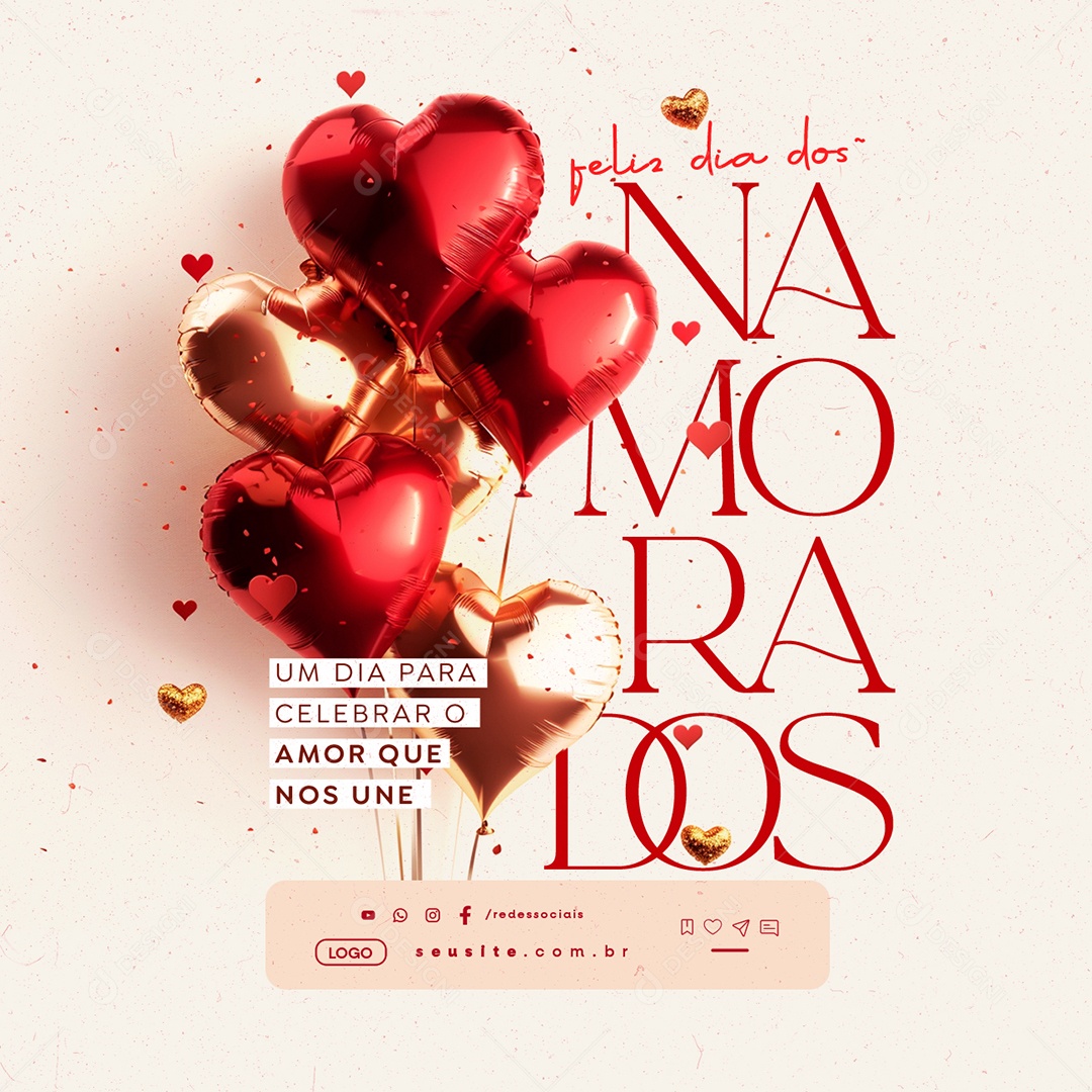 Feliz Dia dos Namorados 12 de Junho Amor Que Nos Une Social Media PSD Editável