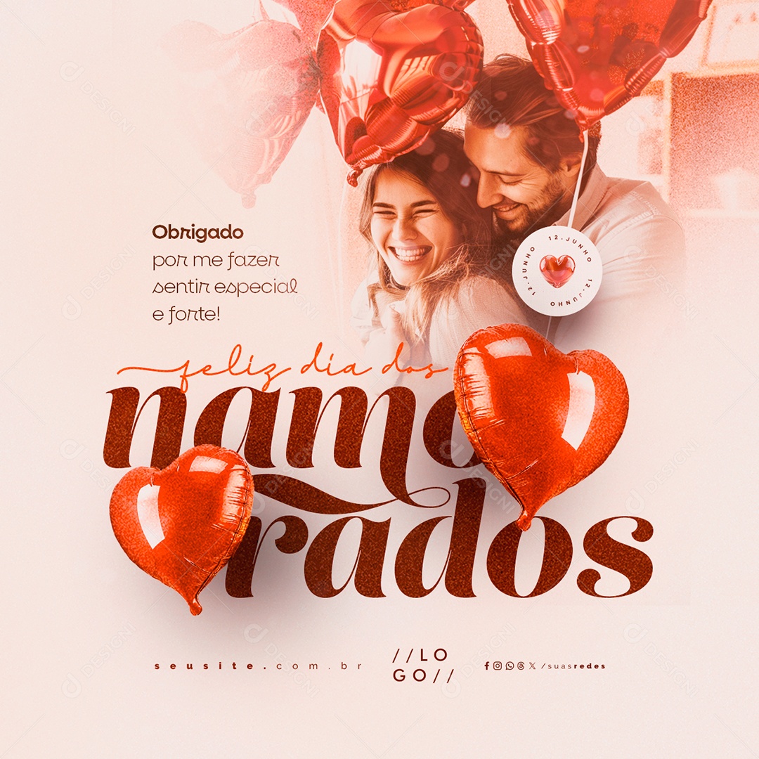 Feliz Dia dos Namorados 12 de Junho Social Media PSD Editável