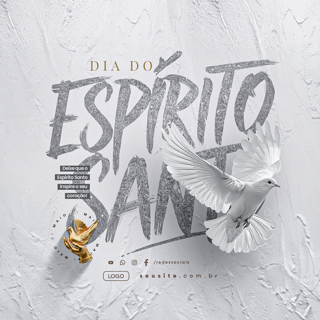 Dia do Espirito Santo 31 de Maio Inspire o Seu Coração Social Media PSD Editável