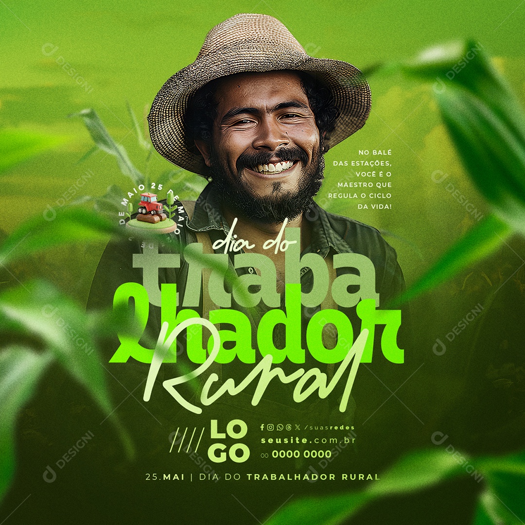 Dia do Trabalhador Rural 25 de Maio no Balé das Estações Social Media PSD Editável