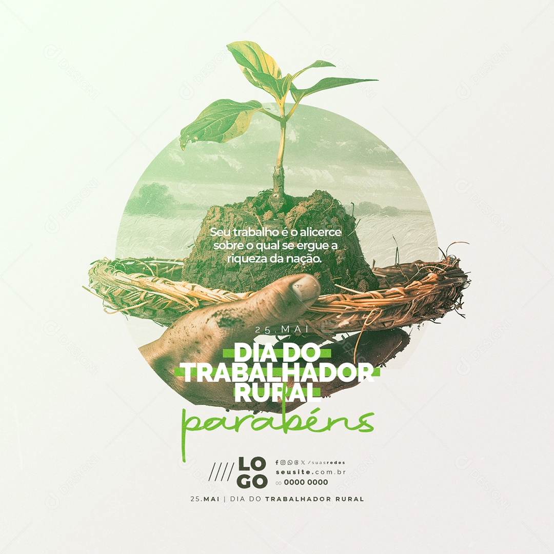 Dia do Trabalhador Rural 25 de Maio é o Alicerce Sobre o Qual se Ergue Social Media PSD Editável
