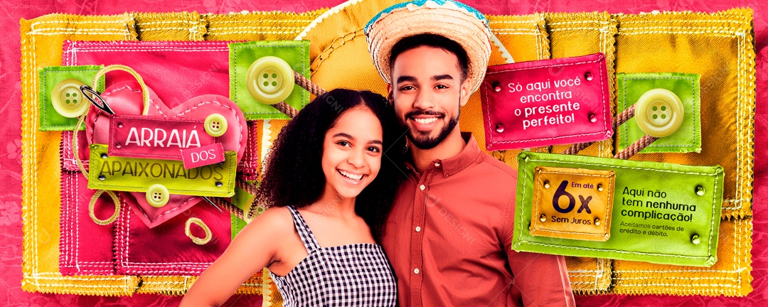 Banner Arraiá dos Apaixonados Social Media PSD Editável