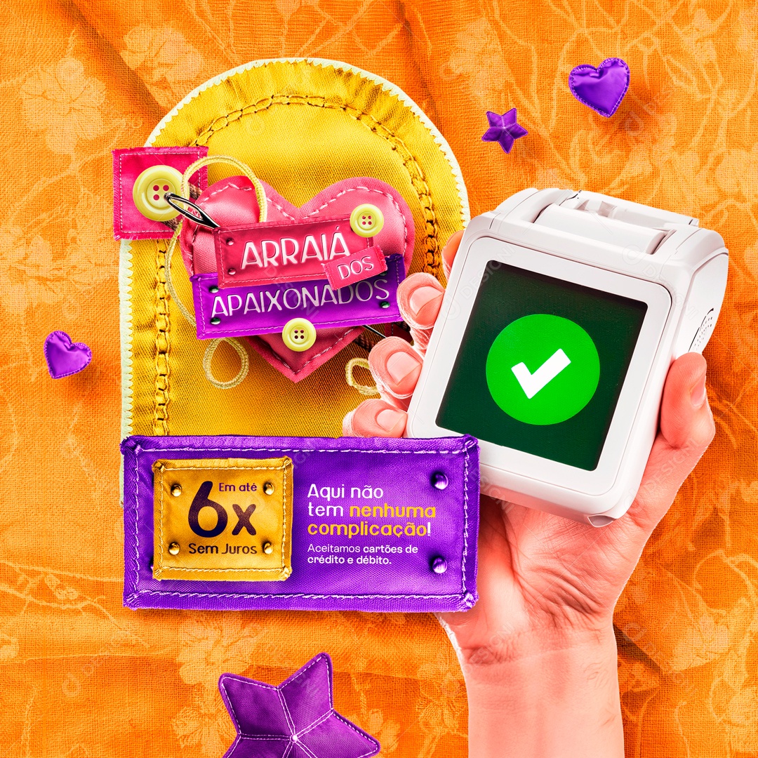 Arraiá dos Apaixonados Aqui não tem Nenhuma Complicação Social Media PSD Editável