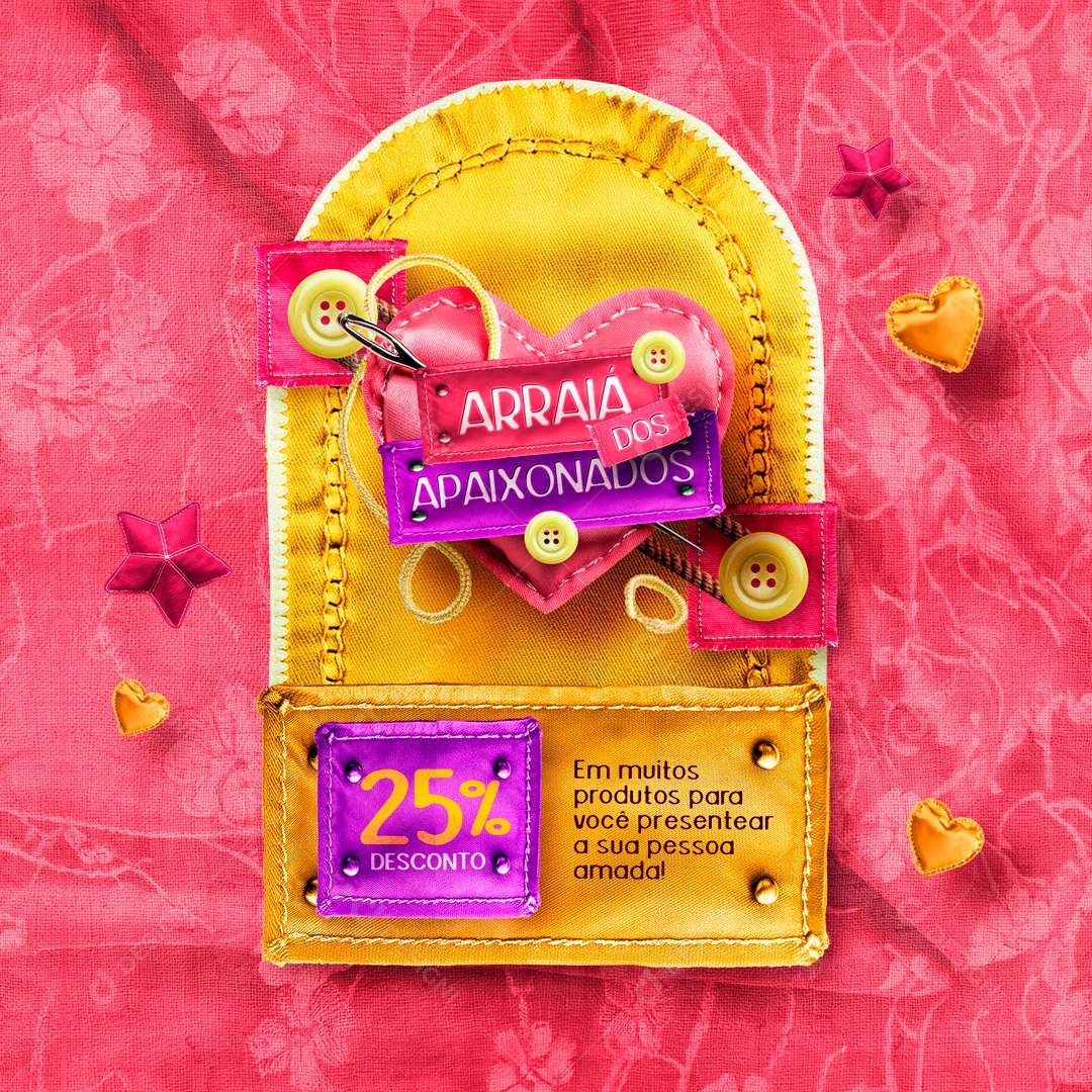 Arraiá dos Apaixonados Desconto em muitos Produtos Social Media PSD Editável