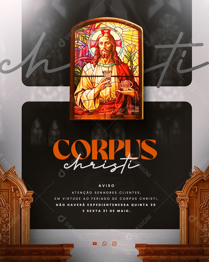 Corpus Christi 30 de Maio Aviso Social Media PSD Editável