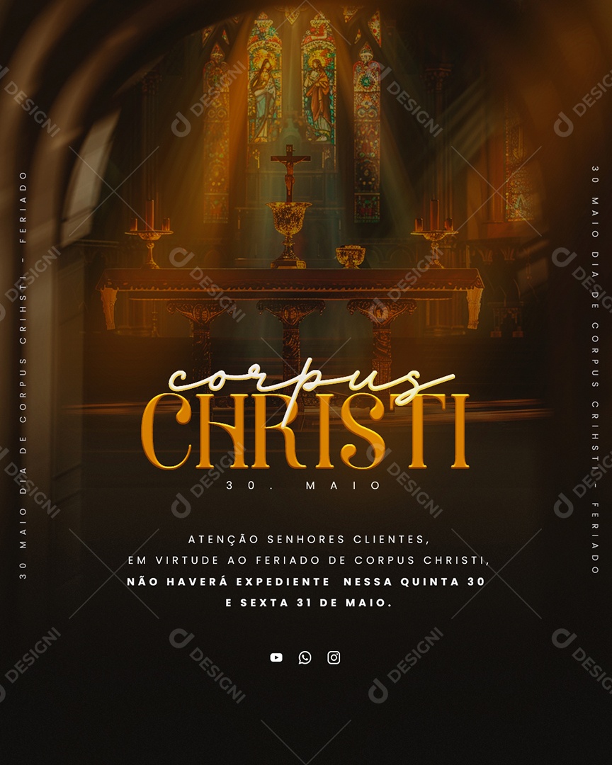 Corpus Christi Comunicdo Atenção Senhores Clientes não Haverá Expediente Social Media PSD Editável