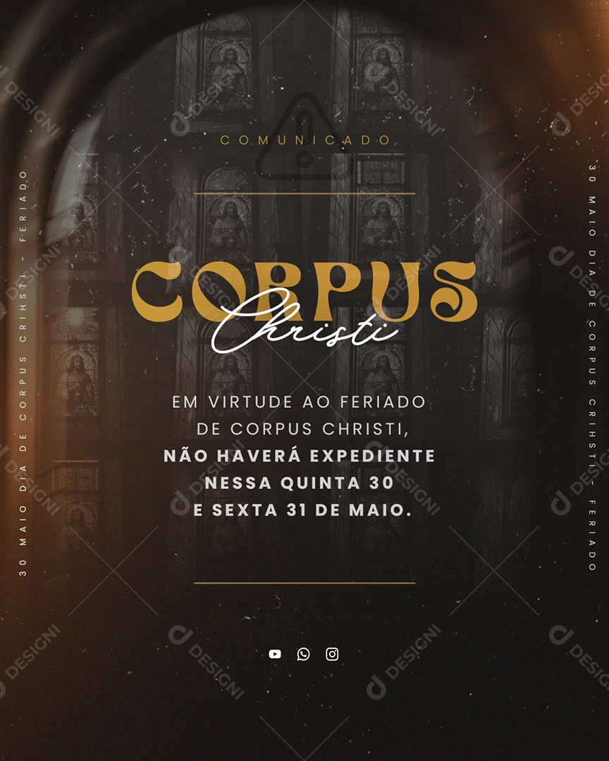 Corpus Christi Announcement Due to the Holiday There Will Be No Social Media Office Editable PSD