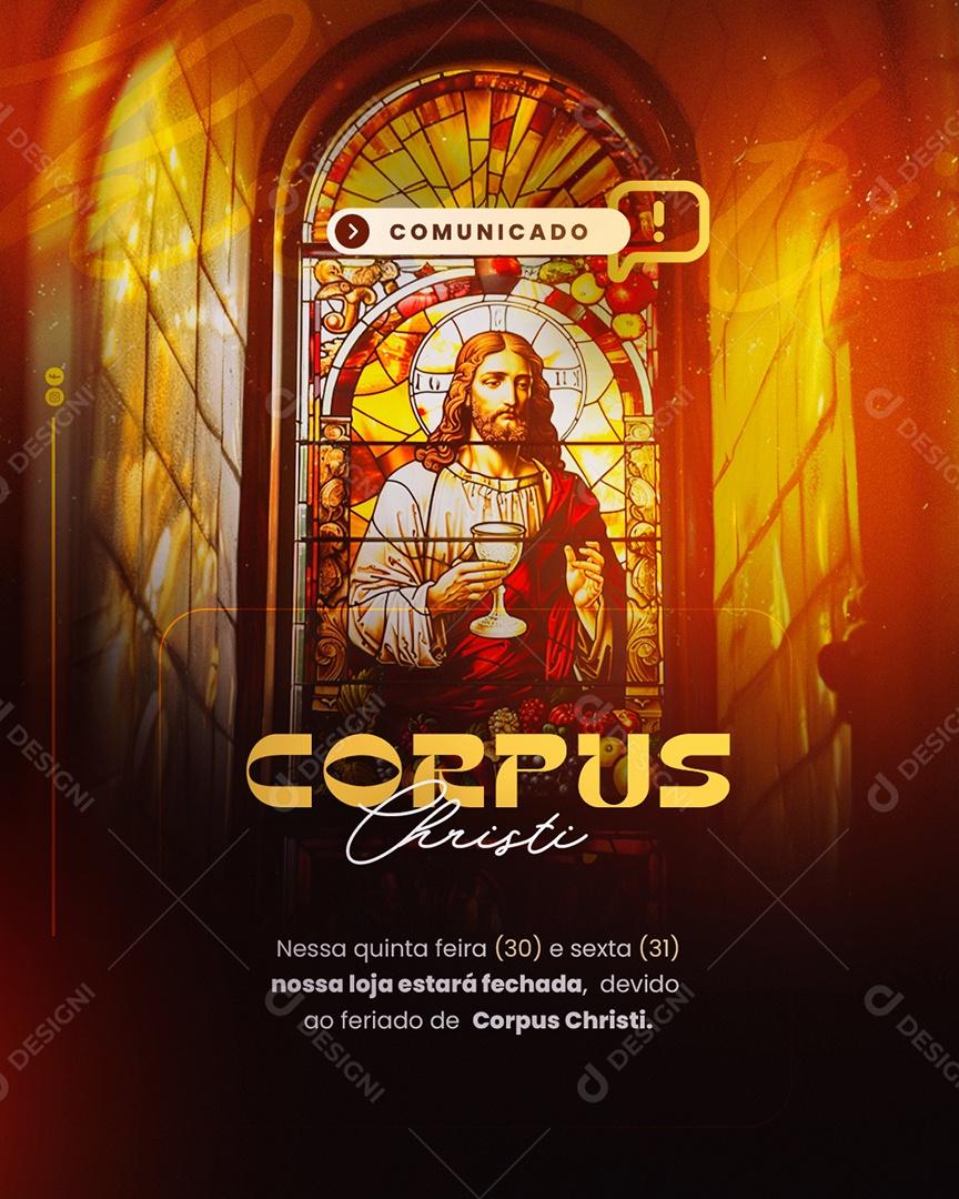 Corpus Christi 30 de Maio Comunicado Social Media PSD Editável