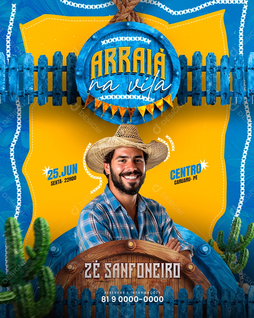 Flyer Arraiá na Vila Artista Social Media PSD Editável