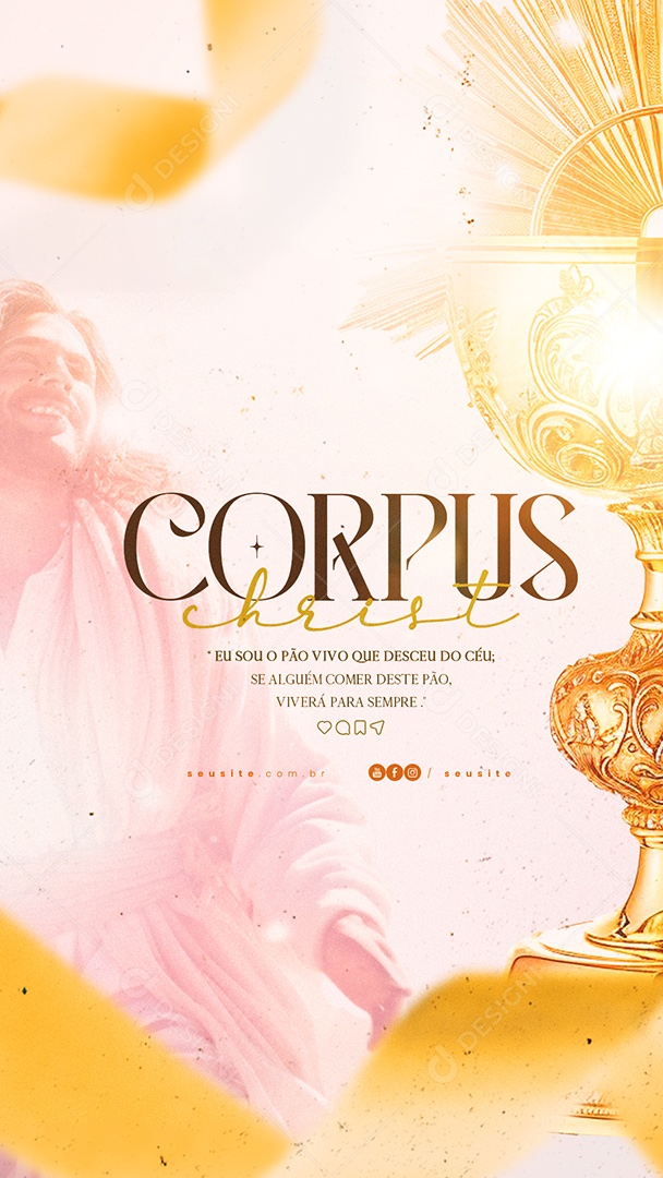 Story Corpus Christi 30 de Maio Eu sou Pão Vivo Social Media PSD Editável