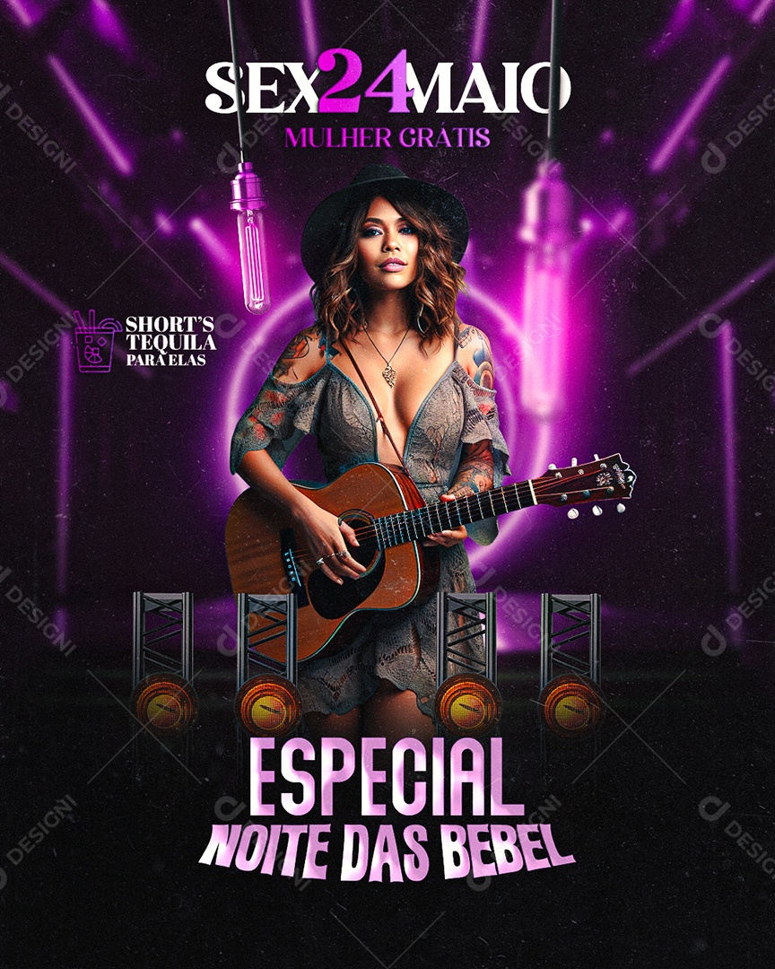 Flyer Especial Noite das Bebel Social Media PSD Editável