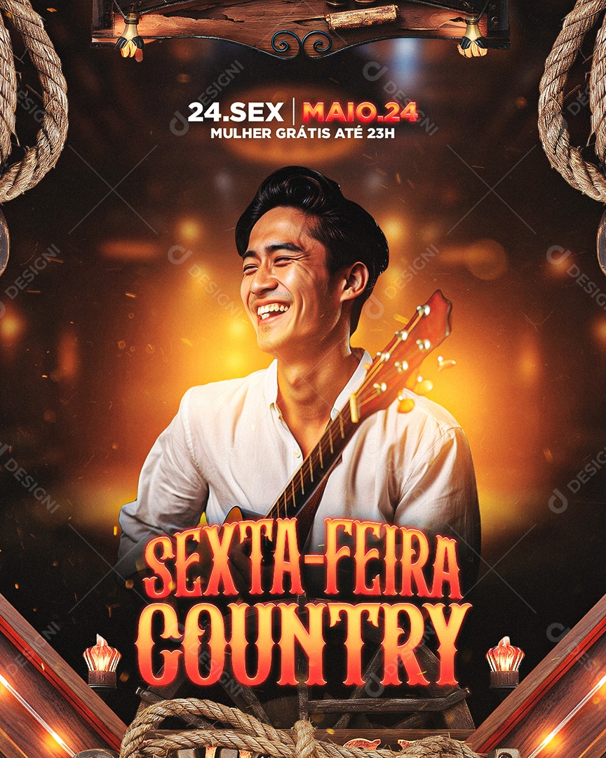 Flyer Sexta Feira Country Social Media PSD Editável