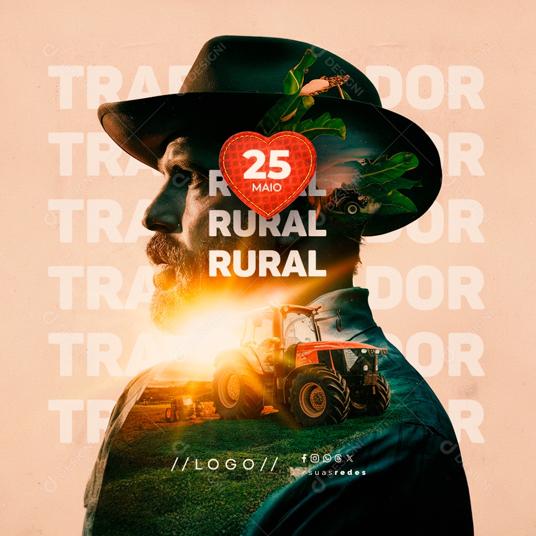 Social Media Dia do Trabalhador Rural 25 de Maio PSD Editável