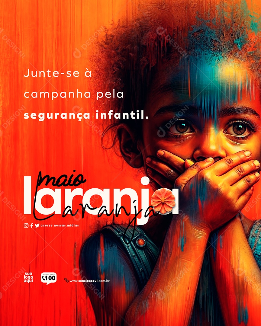 Maio Laranja Campanha Social Media Feed PSD Editável