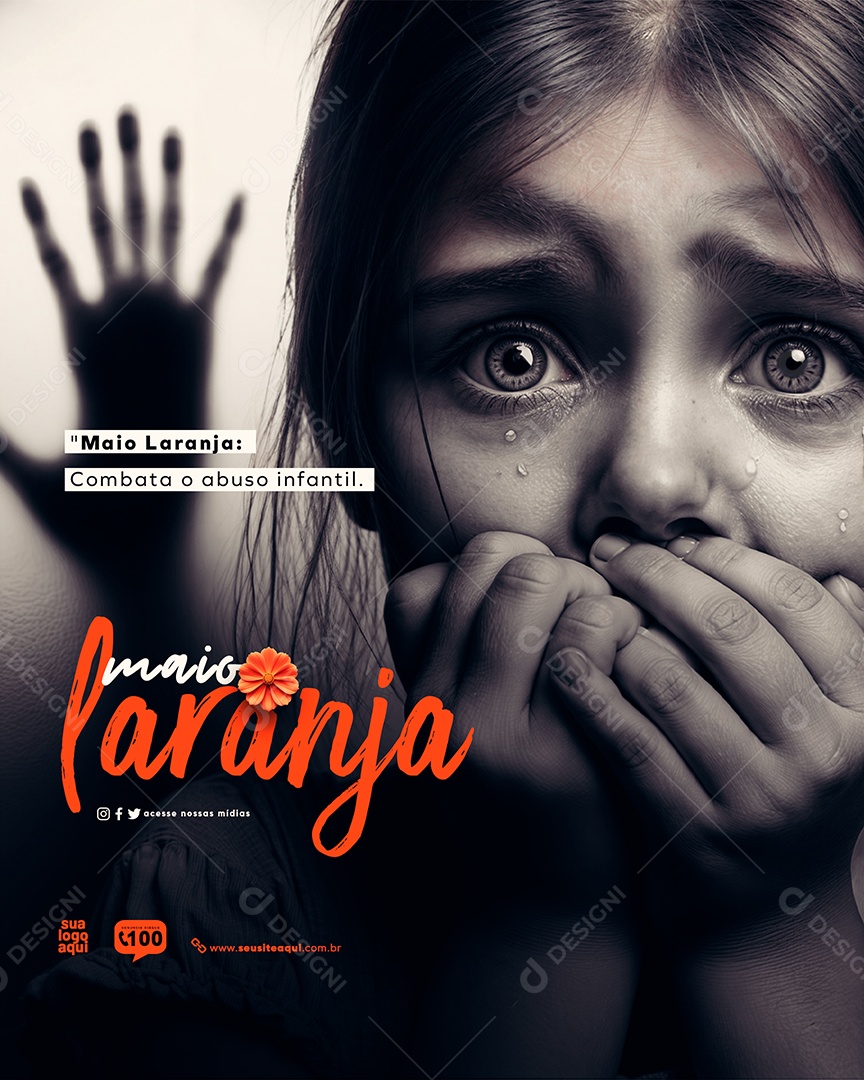 Maio Laranja Campanha Social Media Feed PSD Editável