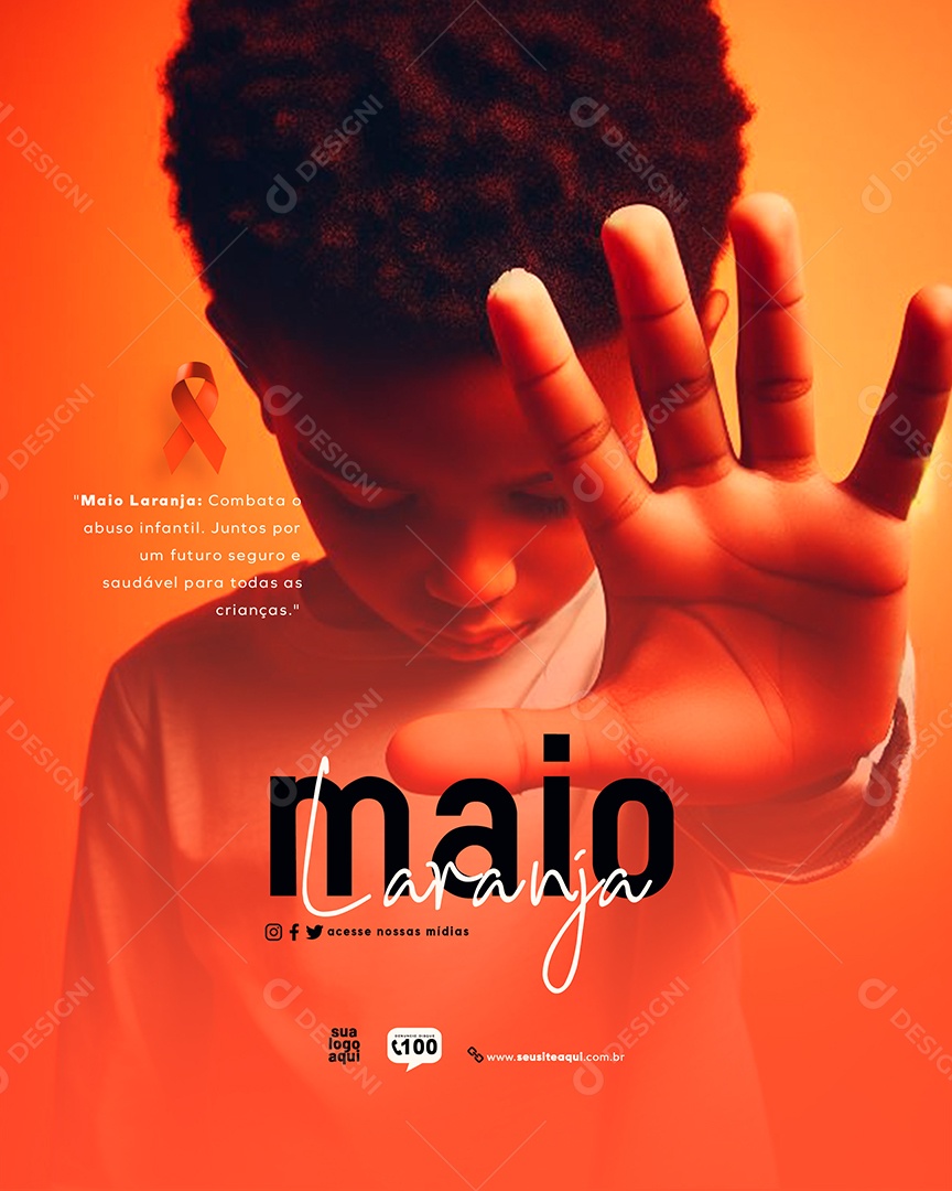 Maio Laranja Campanha Social Media Feed PSD Editável