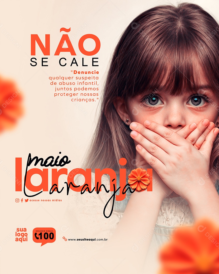 Maio Laranja Campanha Social Media Feed PSD Editável