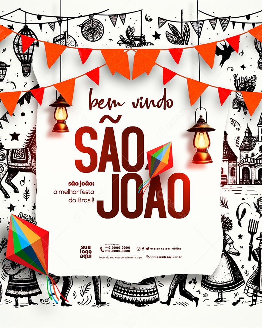 São João Festa Junina Feed Social Media PSD Editável
