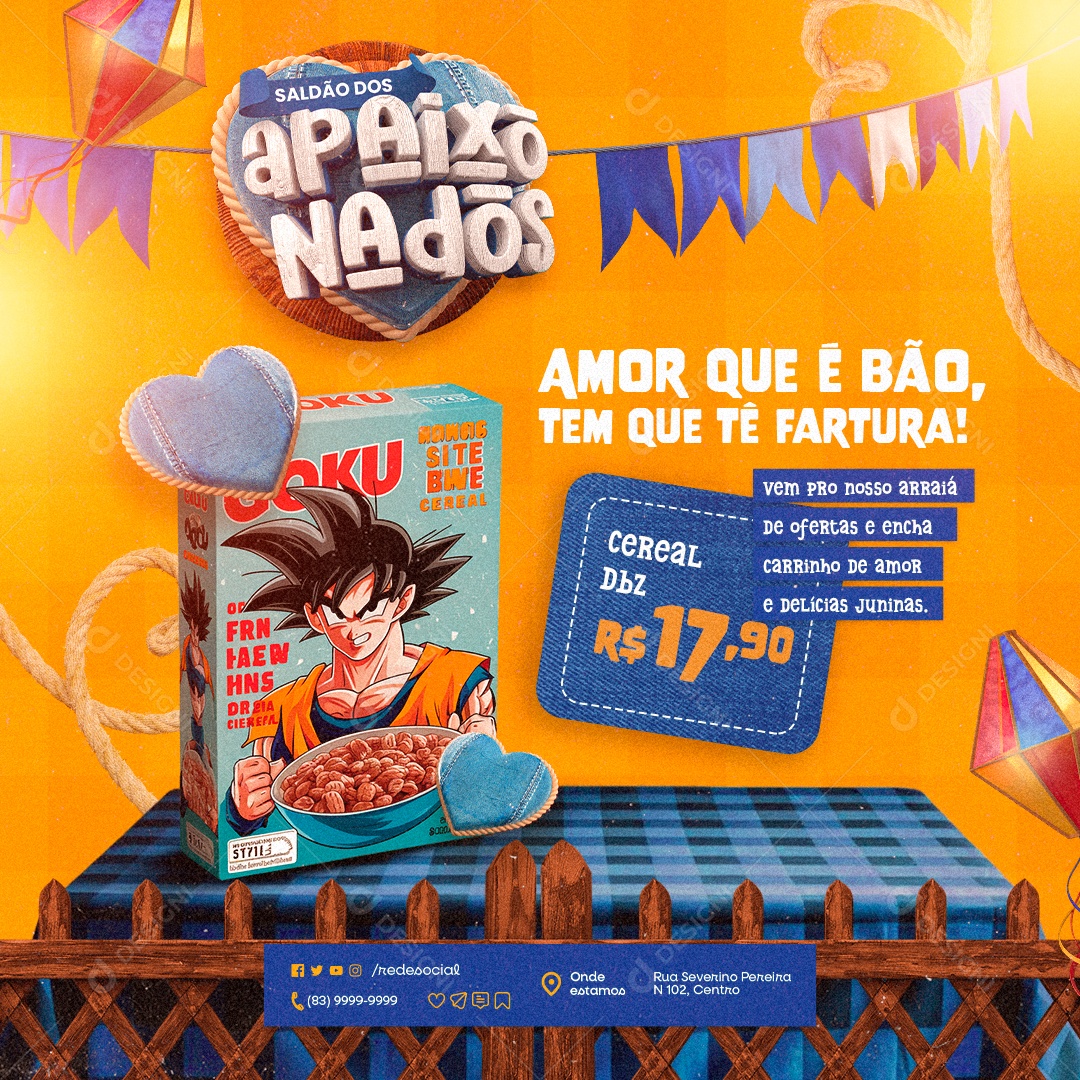 Supermercado Saldão dos Apaixonados Cereal Amor Que é Bão Social Media PSD Editável