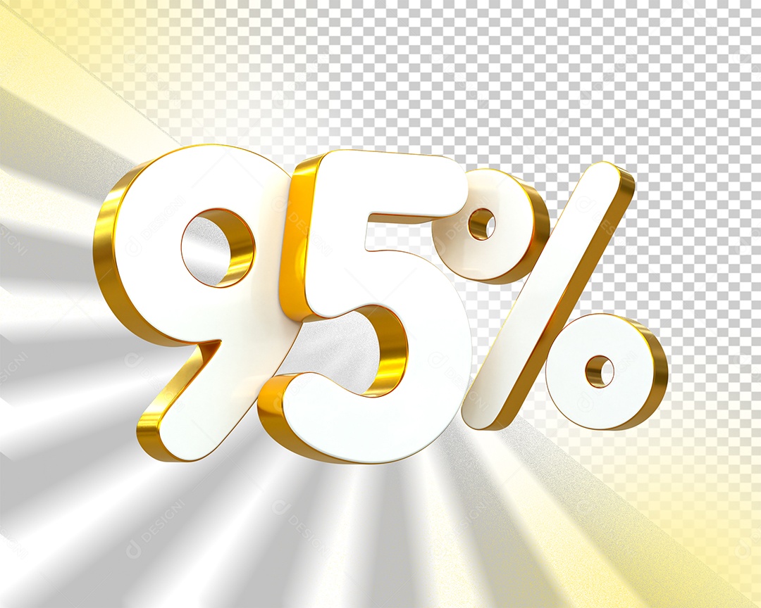 Desconto de 95% Elemento 3D Branco e Dourado para Composição PSD