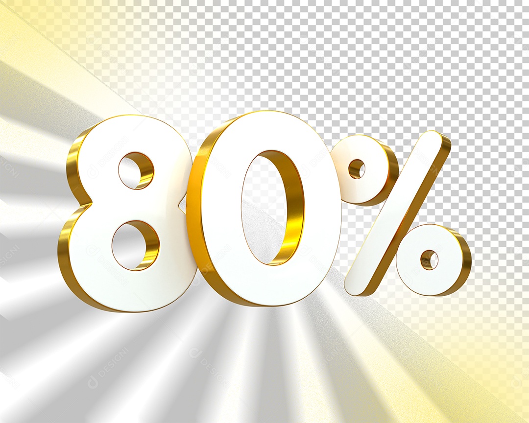 Desconto de 80% Elemento 3D Branco e Dourado para Composição PSD