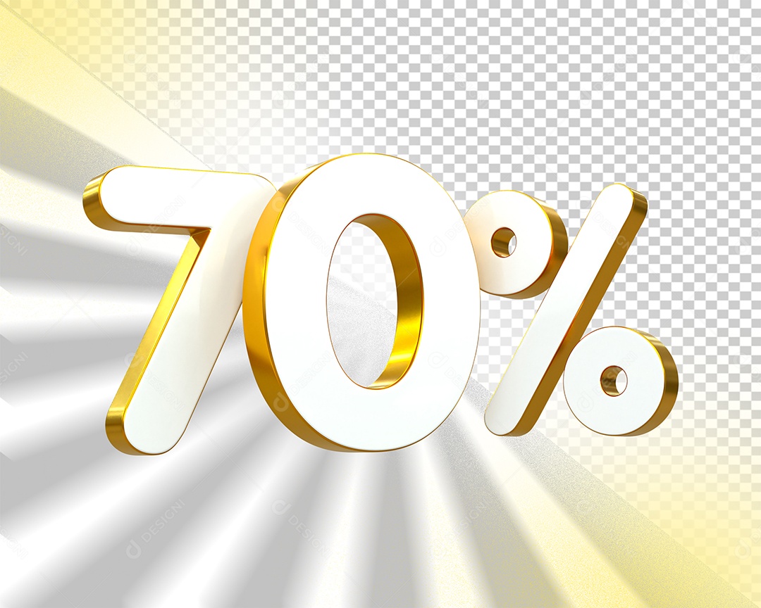 Desconto de 70% Elemento 3D Branco e Dourado para Composição PSD