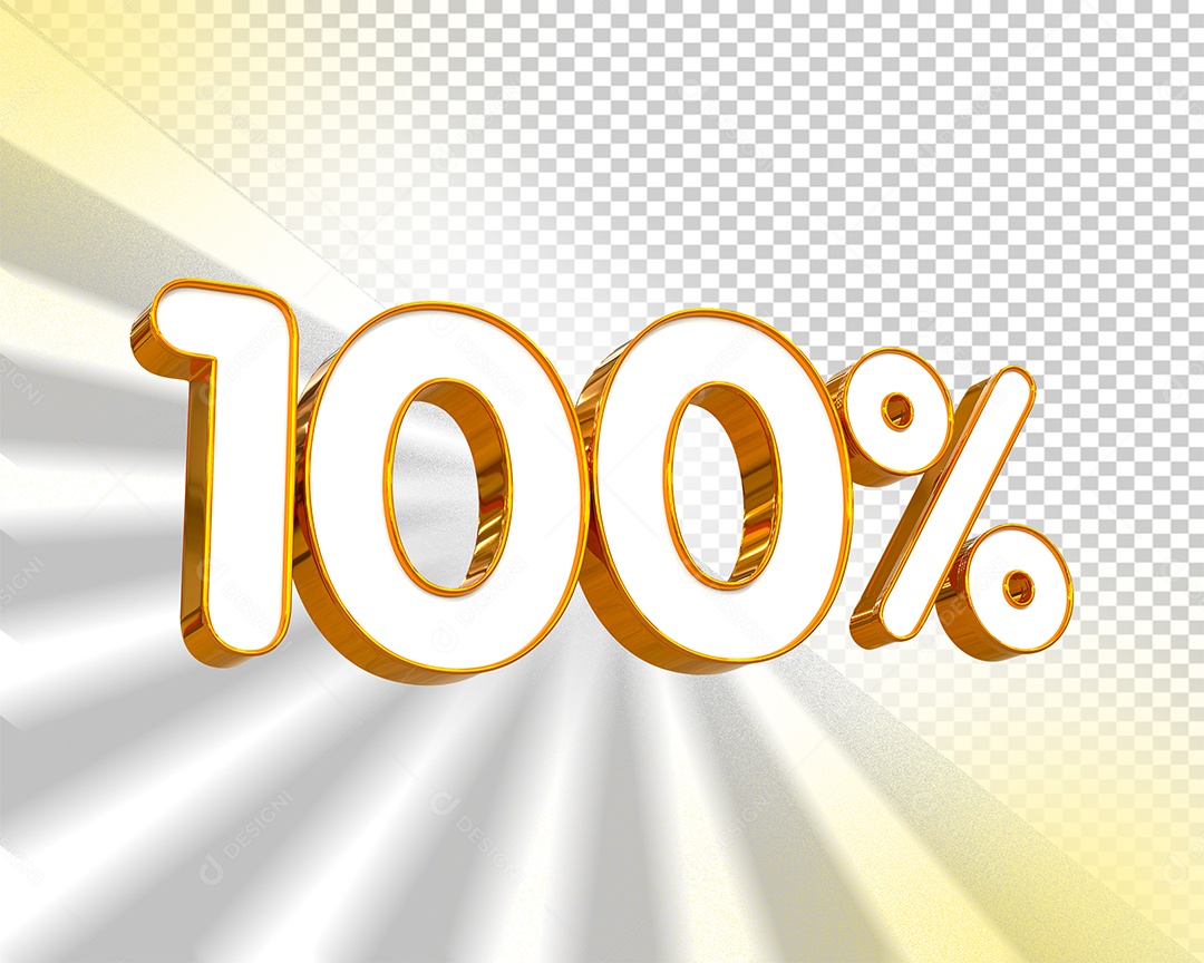Desconto de 100% Elemento 3D Dourado e Branco para Composição PSD