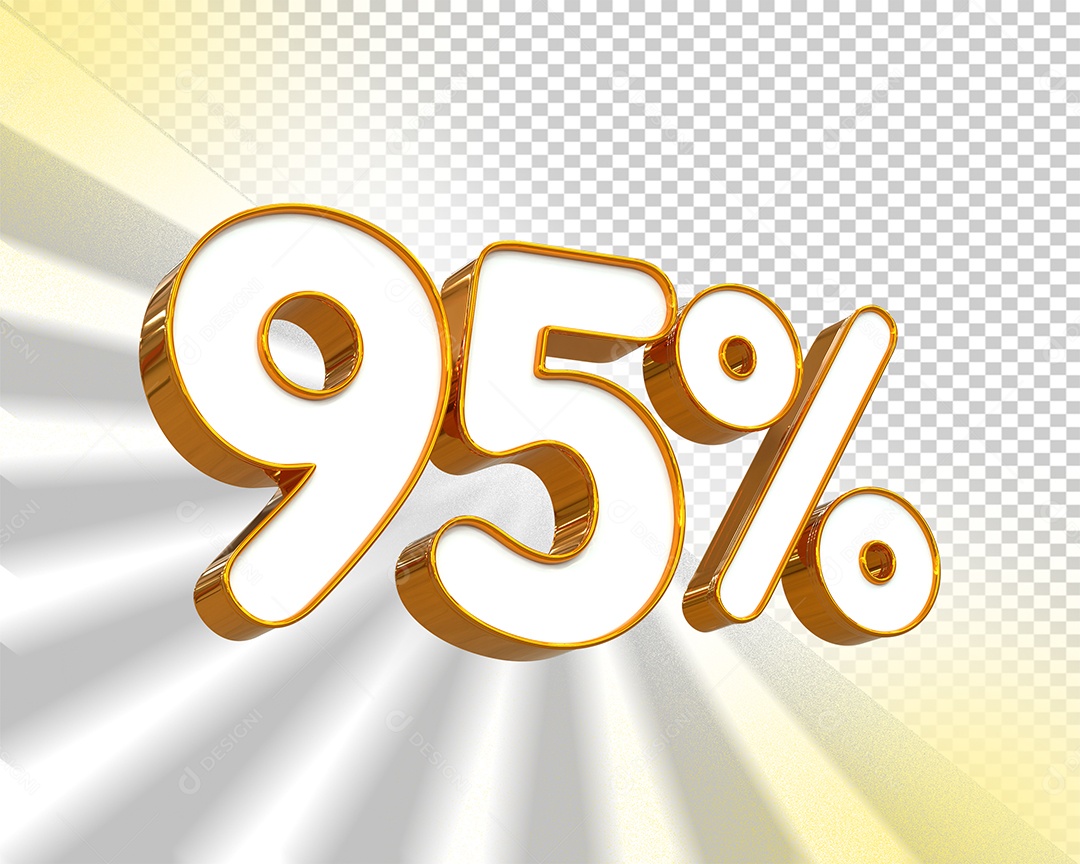 Desconto de 95% Elemento 3D Dourado e Branco para Composição PSD