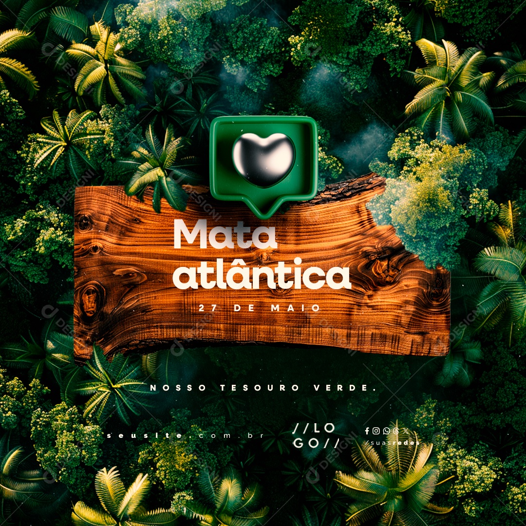 Dia da Mata Atlântica 27 de Maio Nosso Tesouro Verde Social Media PSD Editável