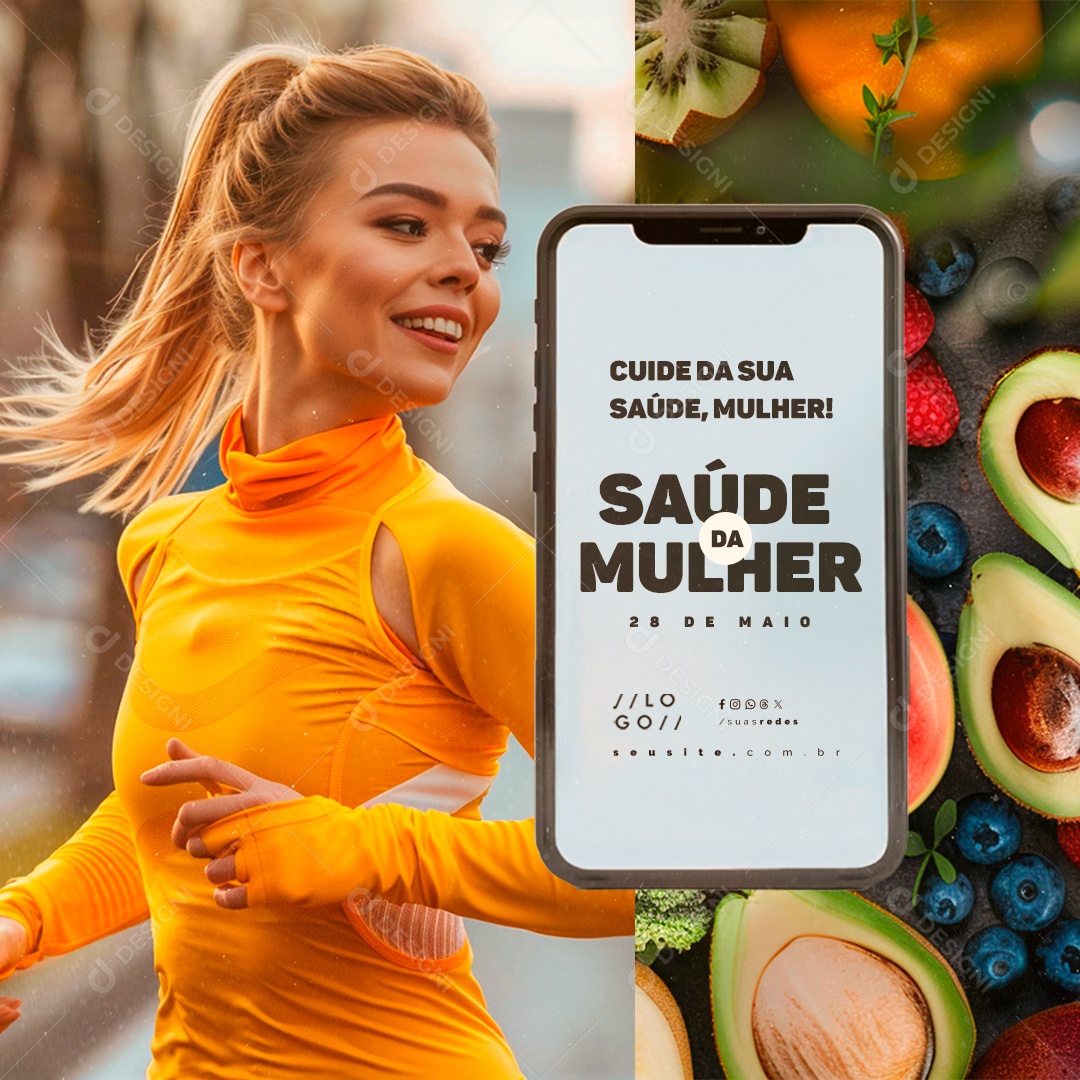 Dia da Luta Pela Saúde da Mulher 28 de Maio Social Media PSD Editável