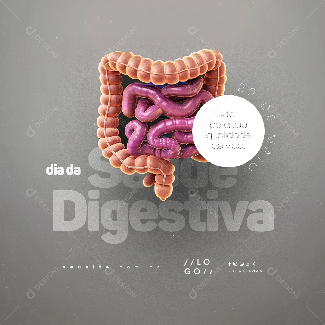 Dia da Saúde Digestiva 29 de Maio Vita para Sua Qualidade de Vida Social Media PSD Editável