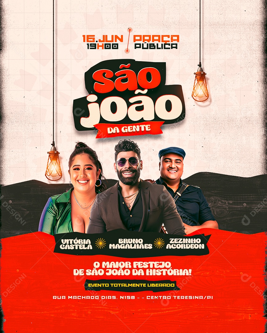 Flyer São João da Gente Vitória Castela Bruno Magalhães Social Media PSD Editável