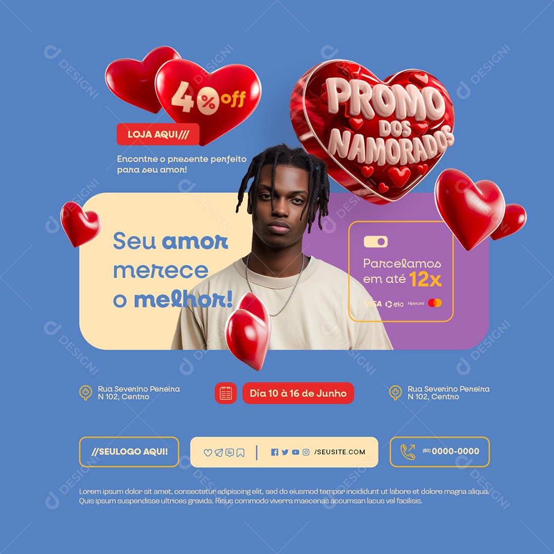 Shopping Promo Dos Namorados Seu Amor Merece o Melhor Social Media PSD Editável