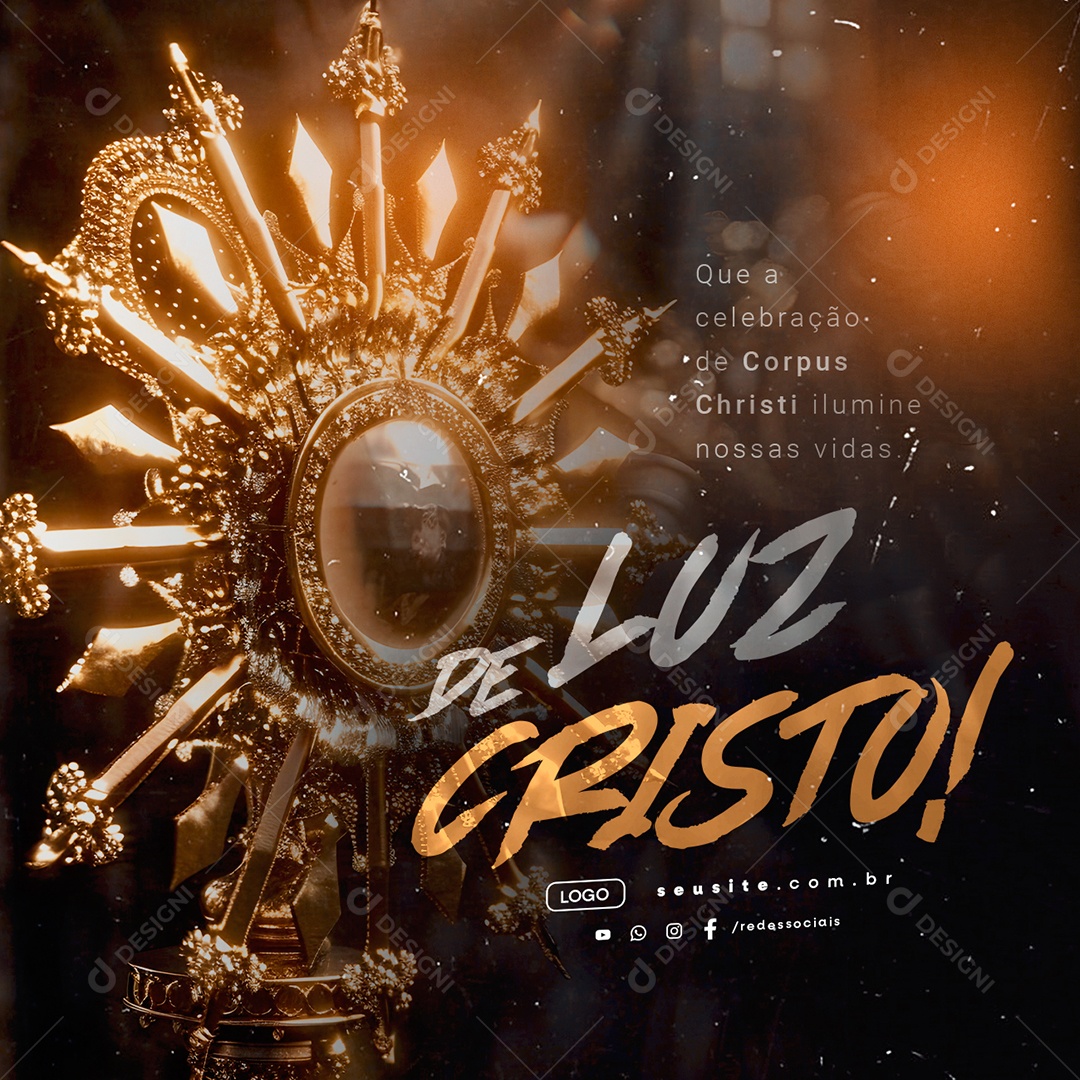 Dia de Corpus Christi 30 de Maio Ilumine Nossas Vidas Social Media PSD Editável