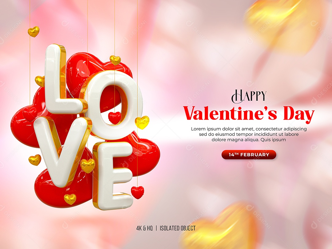 Dia dos Namorados 14 de Fevereiro Feliz Social Media PSD Editável