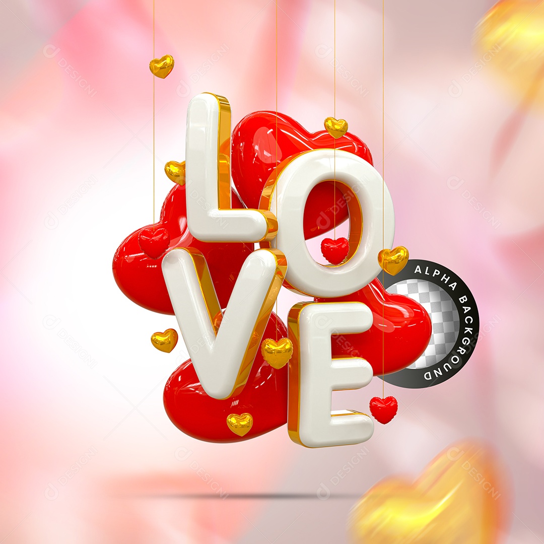Love Selo 3D para Composição PSD