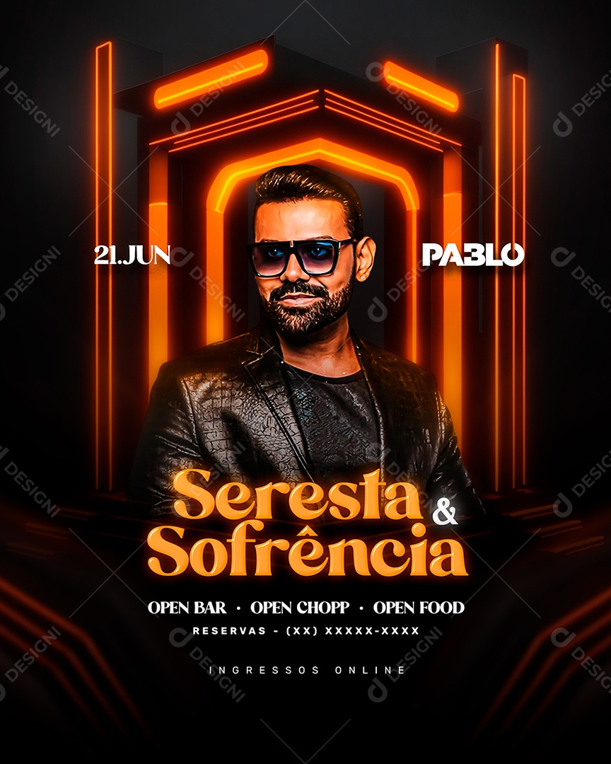 Flyer Seresta Sofrência Pablo Social Media PSD Editável