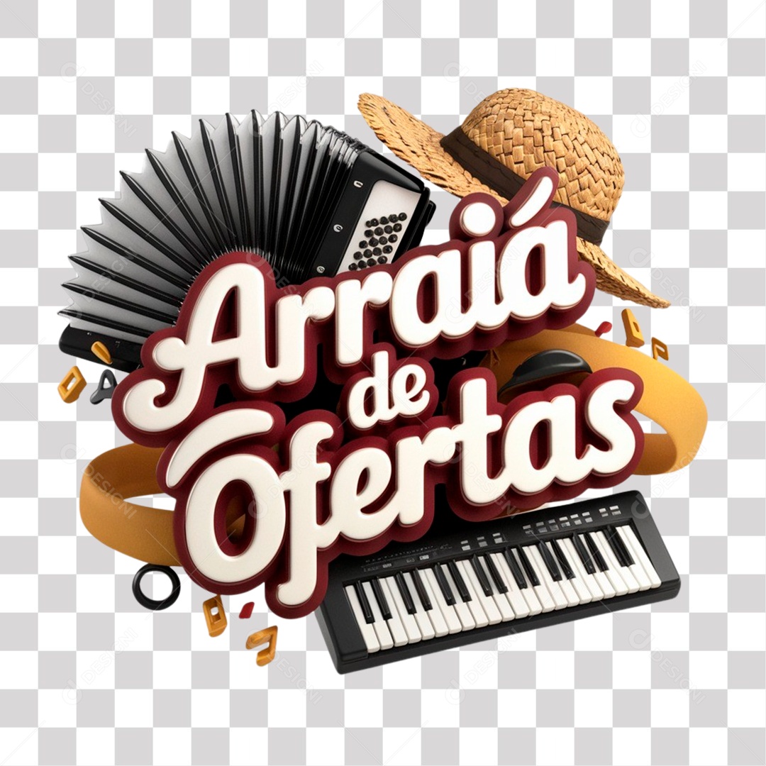 Arraiá de Ofertas Selo 3D para Composição PNG Transparente
