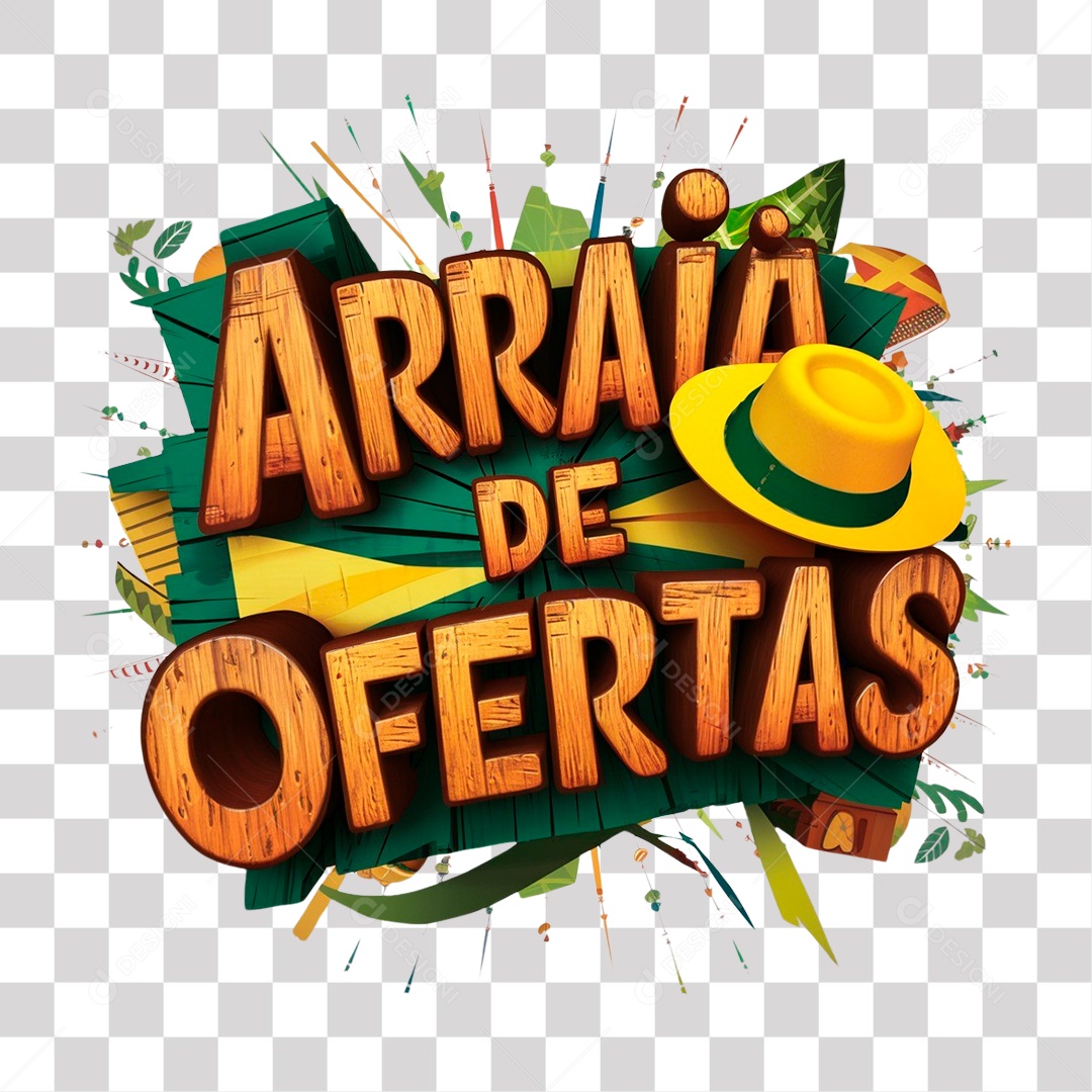 Selo 3D Arraiá de Ofertas para Composição PNG Transparente
