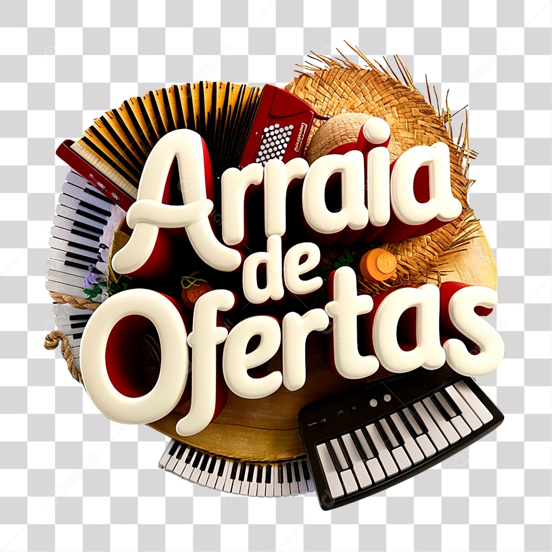 Selo 3D Arraiá de Ofertas para Composição PNG Transparente