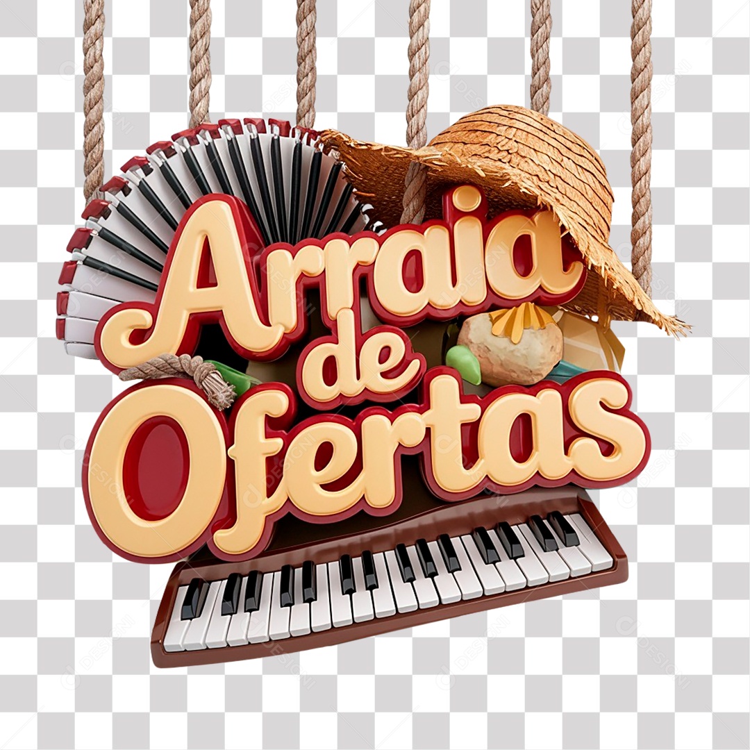 Arraiá de Ofertas Selo 3D para Composição PNG Transparente