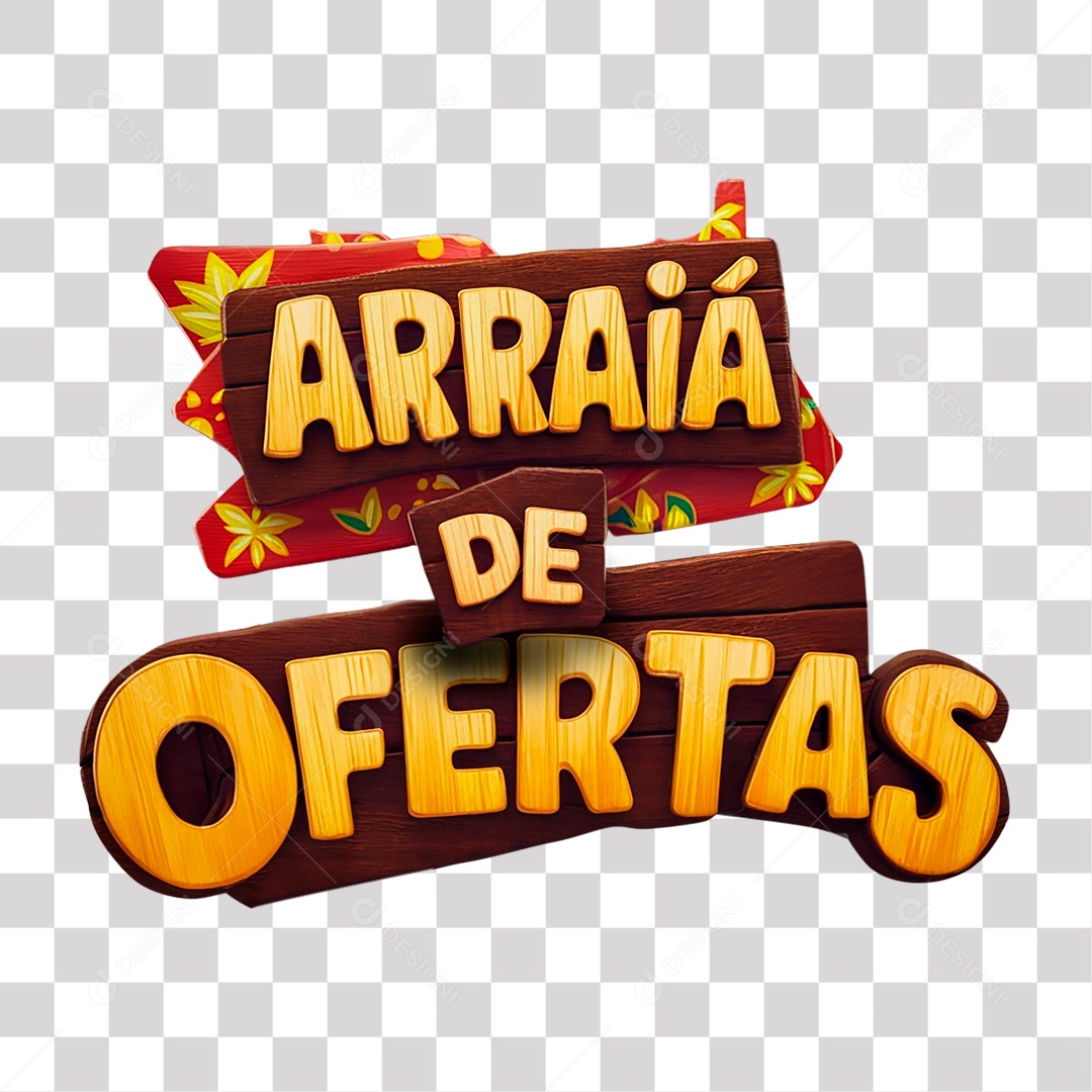 Arraiá de Ofertas Selo 3D Amarelo para Composição PNG Transparente