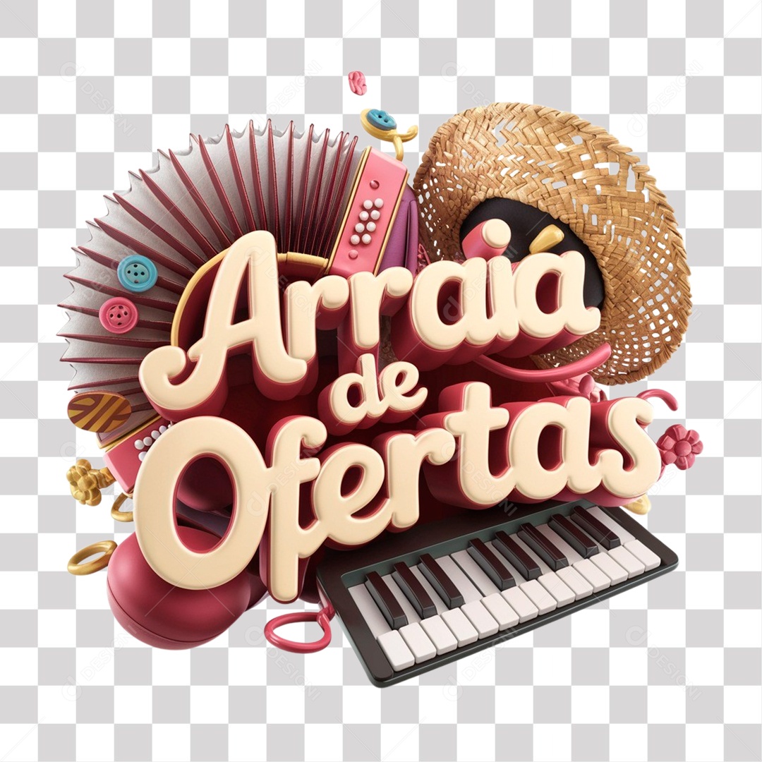Arraiá de Ofertas Selo 3D para Composição PNG Transparente